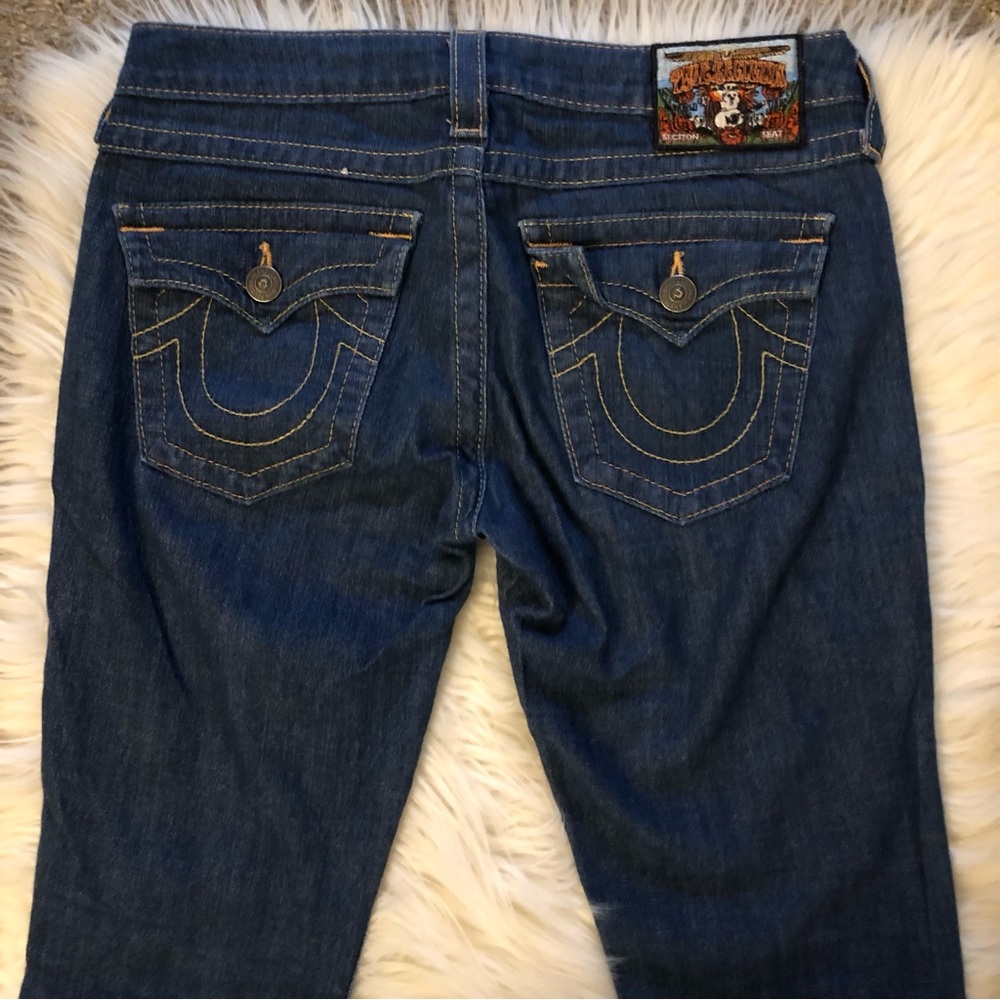 NWOT True Religion Women Blue Jeans with Embroidery Logo (Rare)
